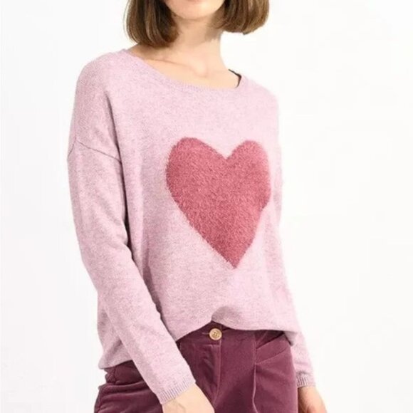 Heart Applique Sweater In Mauve - Picture 1 of 5